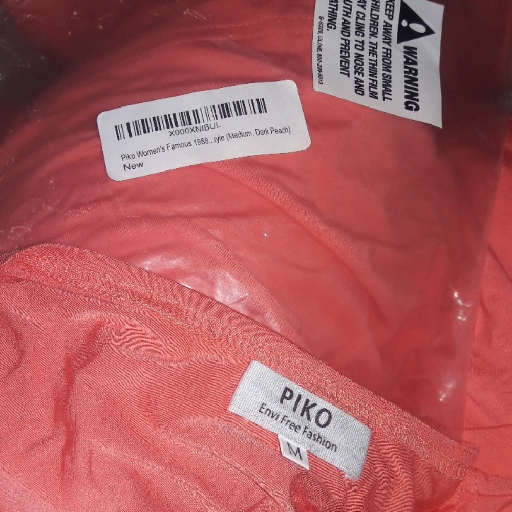 New! Piko 1988 bamboo top dark peach Lg,M,S - Picture 2 of 2
